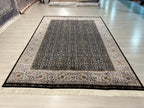 5x8 Black Silk Area Rug, Floral Garden Design, Turkish Living Room Decor