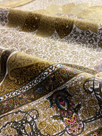 5x8 ft Cream Silk Area Rug, Floral Medallion Design, Luxury Turkish Living Room Rug