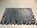 Checkered Silk Rug, Turkish Rug for Living Room, 4x6 ft