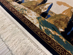 2x3 Sultanahmet Skyline Rug, Istanbul Cityscape Tableau, Ottoman Boats Scene, Blue Modal Silk Wall Decor