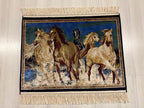 2x3 Horse Silk Rug, Turkish Wall Tapestry, Modal Silk Table, Home Decor