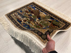 2x3 Noahs Ark Rug, Modal Silk Rug, Turkish Tableau Carpet, Biblical Decor, Wall Hanging