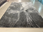 7x10 ft Black and Gray Bamboo Acrylic Rug, Modern Living Room Carpet