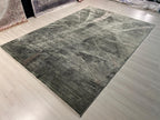 7x10 ft Green Gray Bamboo Rug, Modern Acrylic Silk Rug