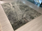 7x10 ft Green Gray Bamboo Rug, Modern Acrylic Silk Rug