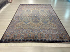 5x8 ft Navy Blue Silk Rug, Modern Luxury Living Room Rug