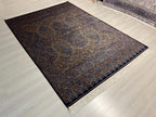 5x8 ft Navy Blue Silk Rug, Modern Luxury Living Room Rug