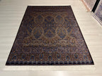 5x8 ft Navy Blue Silk Rug, Modern Luxury Living Room Rug