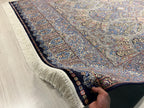 5x8 ft Navy Blue Silk Rug, Modern Luxury Living Room Rug