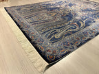 5x8 ft Blue Oriental Silk Rug, Modern Turkish Style Area Rug