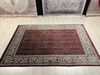 Red Floral Turkish Silk Rug, 5x8 ft, Anatolian Rug