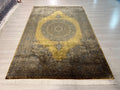 5x8 ft Gold Medallion Rug, Modal Silk Carpet, Luxury Turkish Living Room Rug