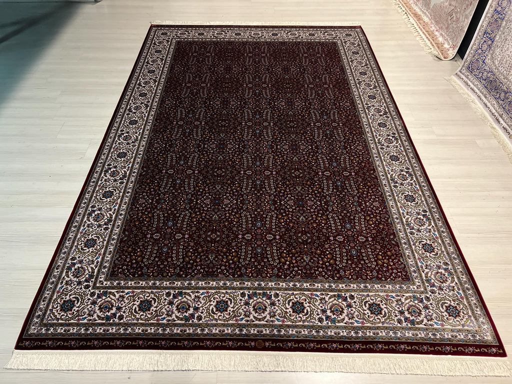 7x10 ft Red Silk  Rug, Floral Design, Luxury Turkish Style Rug