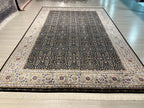 7x10 ft Black Floral Modal Silk Rug, Anatolian Turkish Style Oriental Area Rug