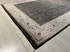 7x10 ft Black Floral Modal Silk Rug, Anatolian Turkish Style Oriental Area Rug