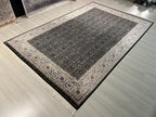 7x10 ft Black Floral Modal Silk Rug, Anatolian Turkish Style Oriental Area Rug