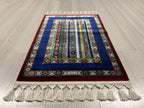 2x3 ft Blue Turkish Stripe Modal Silk Rug, Accent Entryway Area Rug