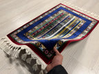 2x3 ft Blue Turkish Stripe Modal Silk Rug, Accent Entryway Area Rug