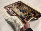 2x3 Last Supper Rug, Christian Tableau, Modal Silk Wall Decor, Religious Tapestry