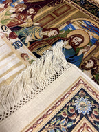 2x3 Last Supper Rug, Christian Tableau, Modal Silk Wall Decor, Religious Tapestry