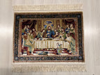 2x3 Last Supper Rug, Christian Tableau, Modal Silk Wall Decor, Religious Tapestry