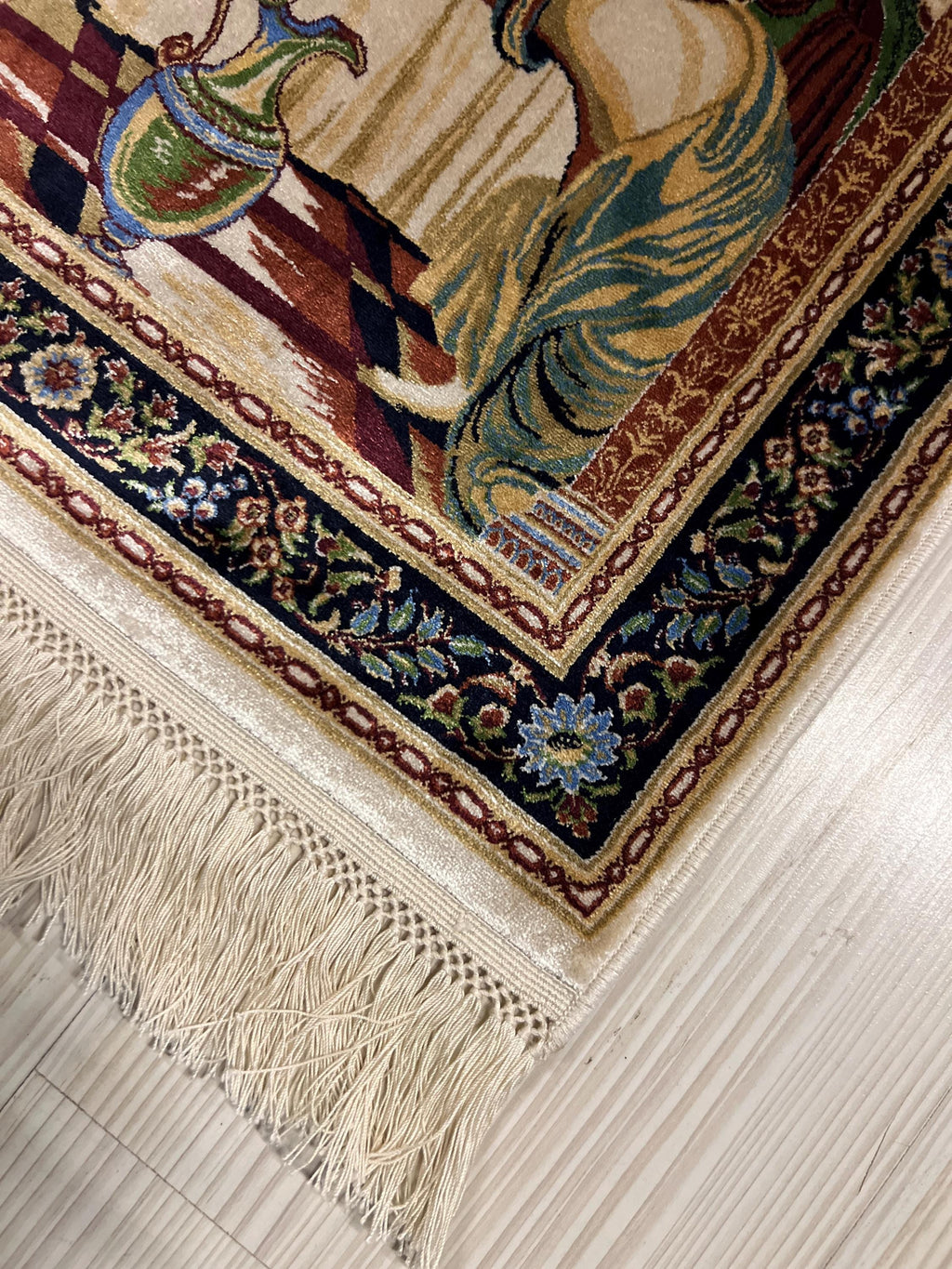 2x3 Last Supper Rug, Christian Tableau, Modal Silk Wall Decor, Religious Tapestry