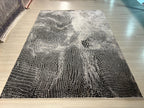 7x10 ft Black and Gray Bamboo Acrylic Rug, Modern Living Room Carpet