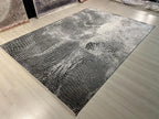 7x10 ft Black and Gray Bamboo Acrylic Rug, Modern Living Room Carpet