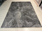7x10 ft Black and Gray Bamboo Acrylic Rug, Modern Living Room Carpet