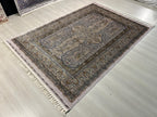 5x8 ft Cream Silk Oriental Rug, Traditional Turkish Area Carpet, Luxury Living Room Rug