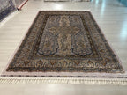 5x8 ft Cream Silk Oriental Rug, Traditional Turkish Area Carpet, Luxury Living Room Rug