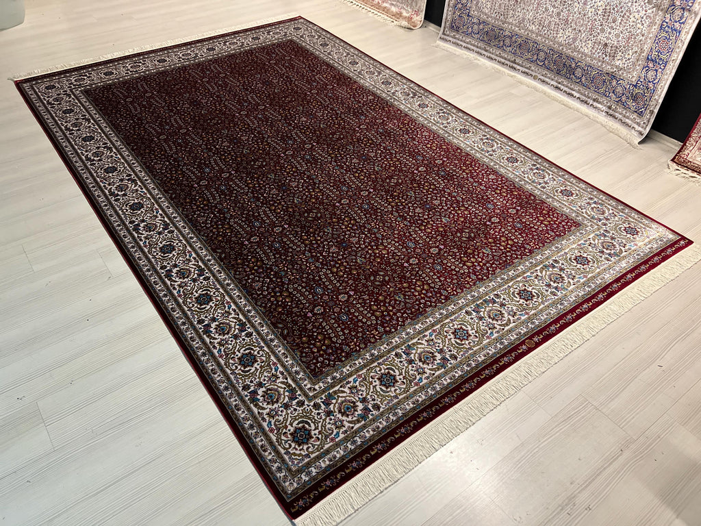 7x10 ft Red Silk  Rug, Floral Design, Luxury Turkish Style Rug