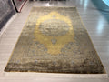 7x10 ft Gold Traditional Silk Rug, Turkish Living Room Carpet