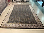 8x11 ft Black Floral Silk Rug, Luxury Turkish Style Carpet