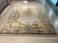 8x11 ft Gold Ivory Floral Scroll Modal Silk Rug, Turkish Living Room Carpet