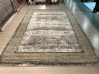 8x11 ft Modern Gray Bamboo Rug, Large Neutral Area Rug, Living Room Carpet