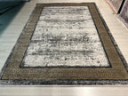 8x11 ft Modern Gray Bamboo Rug, Large Neutral Area Rug, Living Room Carpet