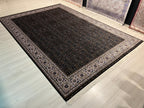 8x11 ft Black Floral Silk Rug, Luxury Turkish Style Carpet