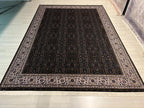 8x11 ft Black Floral Silk Rug, Luxury Turkish Style Carpet