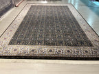 8x11 ft Black Floral Silk Rug, Luxury Turkish Style Carpet