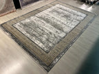8x11 ft Modern Gray Bamboo Rug, Large Neutral Area Rug, Living Room Carpet