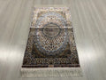 Gray Mini Silk Rug, Medallion Turkish Design, Gift Rug (2x3 ft)