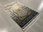 3x5 ft Gold Runner Rug, Modal Silk, Turkish Hallway Rug, Ivory Classic Decor