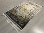 3x5 ft Gold Runner Rug, Modal Silk, Turkish Hallway Rug, Ivory Classic Decor