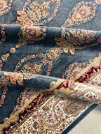 7x10 ft Blue Gold Medallion Modal Silk Rug, Turkish Anatolian Style