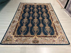 7x10 ft Blue Gold Medallion Modal Silk Rug, Turkish Anatolian Style