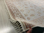 7x10 Beige Floral Modal Silk Turkish Rug, Classic Oriental Area Rug for Living Room