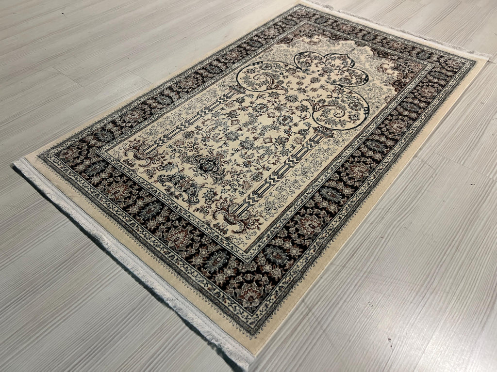 Bamboo Silk Prayer Rug 2.62x4.10 ft, Classic Floral Islamic Prayer Carpet