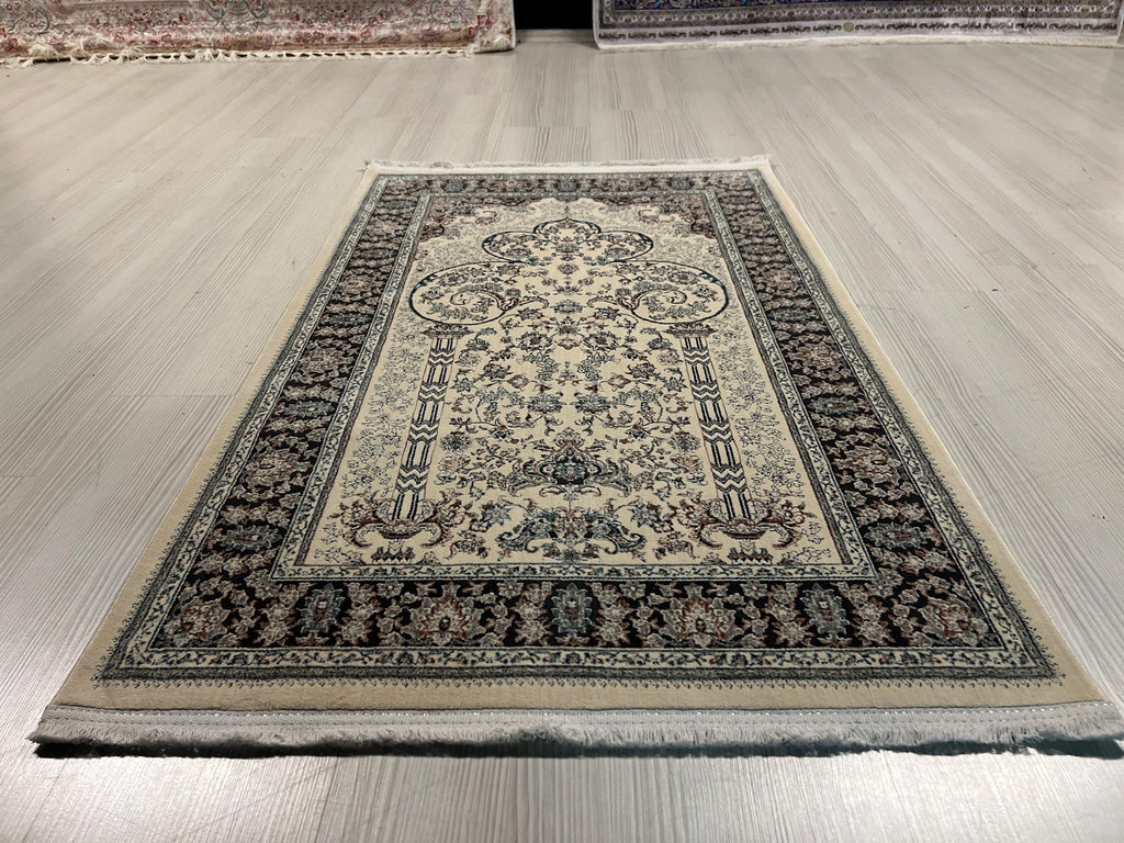 Bamboo Silk Prayer Rug 2.62x4.10 ft, Classic Floral Islamic Prayer Carpet