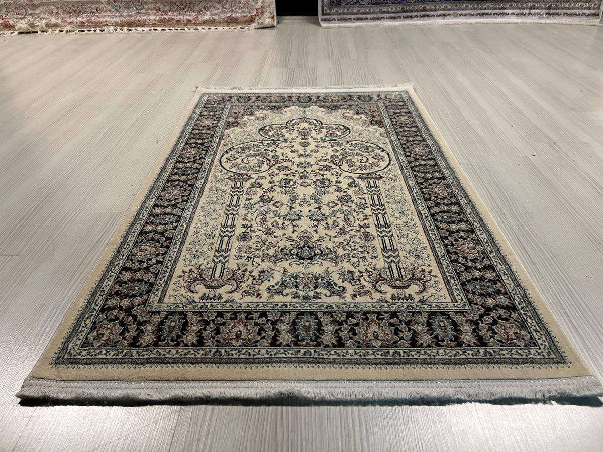 Bamboo Silk Prayer Rug 2.62x4.10 ft, Classic Floral Islamic Prayer Carpet